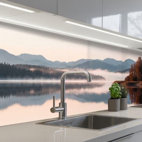 SCHIENALI CUCINA Acqua - Alberi - Strato di nebbia 400x80 cm