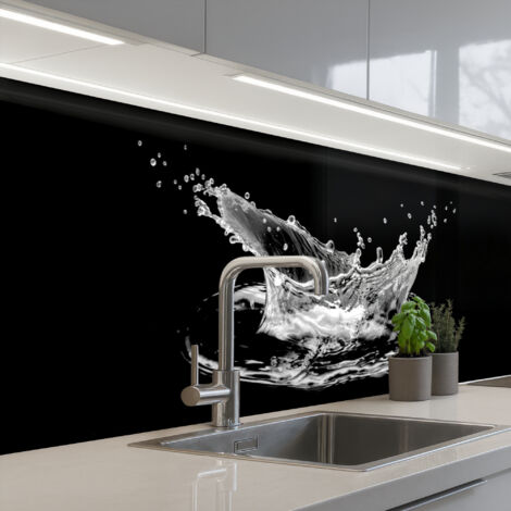 SCHIENALI CUCINA Acqua - Schizzi - Acqua - Nero 200x60 cm