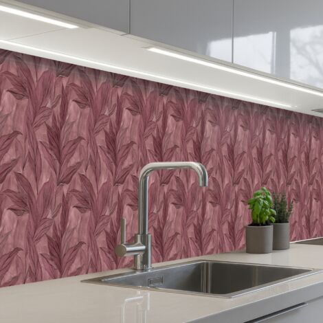 SCHIENALI CUCINA Foglie - Motivo - Viola 400x60 cm