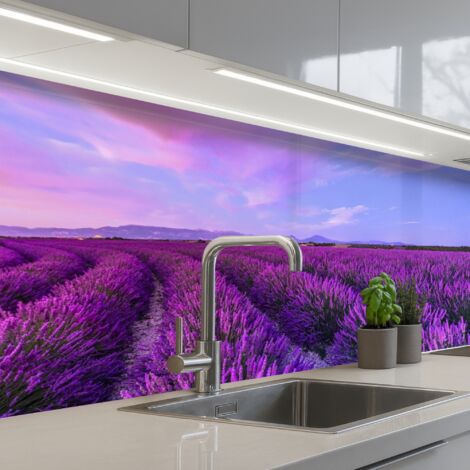 SCHIENALI CUCINA Lavanda - Viola - Fiori - Natura 200x60 cm