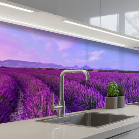 SCHIENALI CUCINA Lavanda - Viola - Fiori - Natura 300x60 cm
