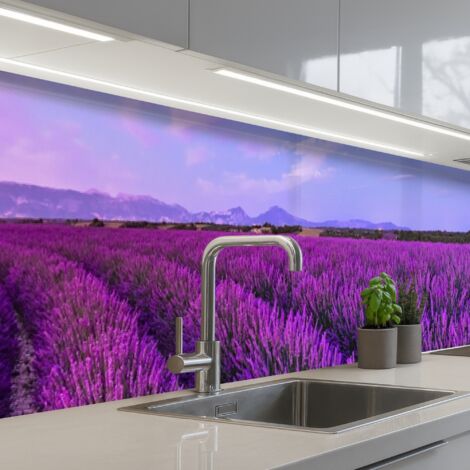 SCHIENALI CUCINA Lavanda - Viola - Fiori - Natura 400x60 cm