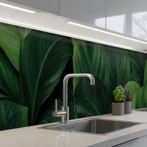 SCHIENALI CUCINA Natura - Tropicale - Foglie - Verde 400x60 cm