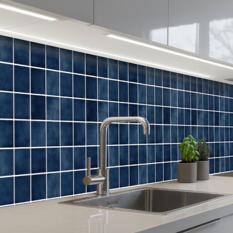 SCHIENALI CUCINA Piastrella - Moderna - Blu 400x60 cm