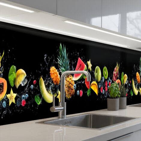 SCHIENALI CUCINA Splash - Frutta - Nero 400x60 cm