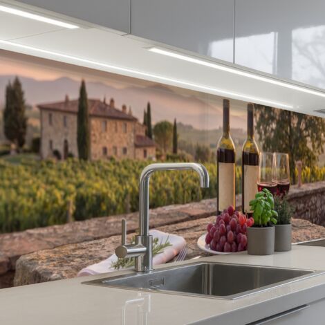 SCHIENALI CUCINA Vino - Bicchieri - Uva - Vigneto 400x80 cm