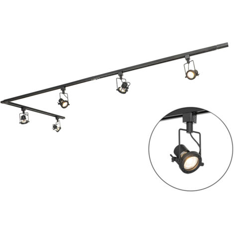 Schienensystem mit 5 Spots 1-phasig schwarz - Sulux