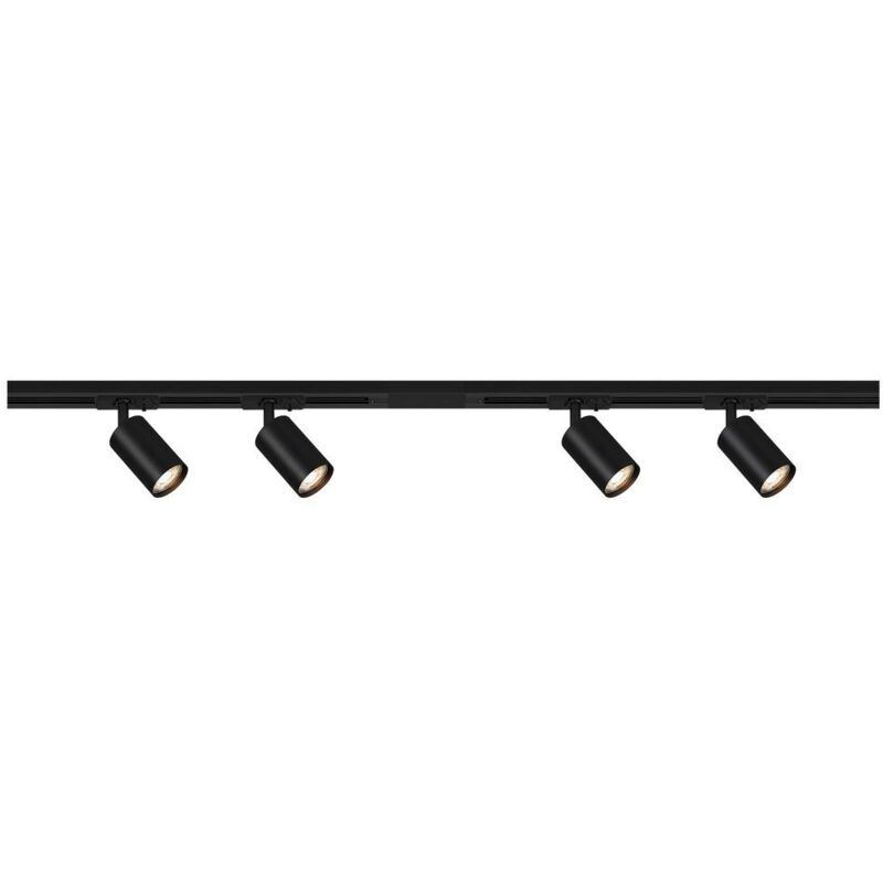 Briloner Rail Schienensystem, Starterset, 4x Gu10 Spots, Schwenkbar, Drehbar, Schwarz, 1, 5 M