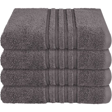 Schiesser Handtuch-Set Milano aus reiner Baumwolle, 4-teilig, nachhaltig und fair, Anthrazit