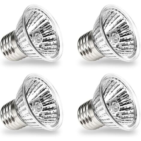 Schildkröten-Heizlampe, UVA, UVB, E27, Reptilienlampe, Heizlampe, Lampe für Reptilienaquarium, Vollspektrum-Halogenlampe für Reptilien, Eidechse, Schildkröte, 4 Stück (50 W)