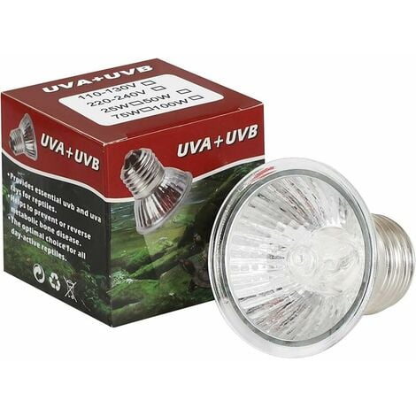 MUMU Schildkröten-Wärmelampe, 25 W Vollspektrum-UVA/UVB-LED-Heizlampe, E27-Heizlampe, geeignet für Reptilien, Amphibien, Schildkröten, Schlangen, Chamäleons, Eidechsen