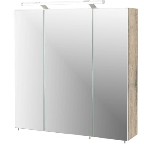 Schildmeyer 133075 Trient - Armadietto a Specchio, 70 x 16 x 75 cm, Finitura Quercia Selvatica