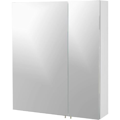 Schildmeyer Basic - Armadietto a specchio, in metallo, vetro, 60 cm, bianco