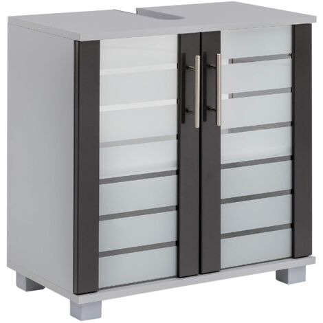 Schildmeyer Mobile base per lavabo Niko 113295, argento-antracite lucido, 59,8/32,6/62,4 cm