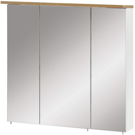 Schildmeyer Padua Armadio con Specchio, Bianco/Rovere, 70,5 x 16 x 72,3 cm