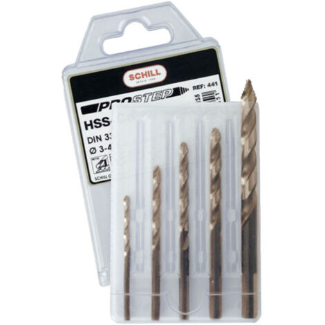 SCHILL Jeu de 5 forets HSS Co5 PROSTEP DIN338 Ø3-4-5-6-8 mm - 00441S5