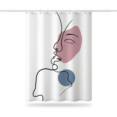 Schimmelresistenter Duschvorhang 180x200 cm, maschinenwaschbarer Stoffduschvorhang mit 12 rostfreien Haken (180x200cm,