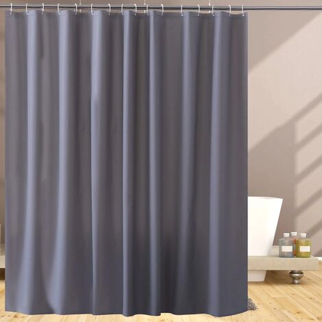 Schimmelsicherer Duschvorhang, grau, 240 x 200 cm, EVA, wasserdicht, waschbar, Badvorhang mit 16 Haken, antibakterieller Badezimmervorhang für Badewanne, PVC-frei