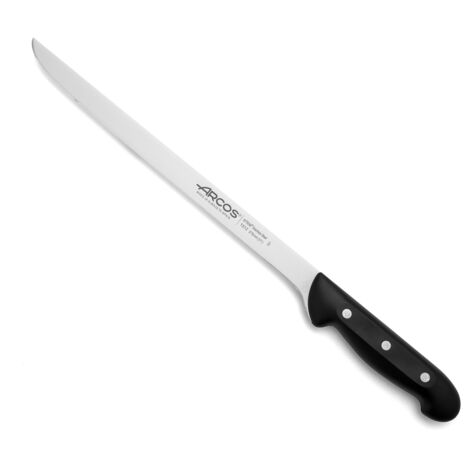 Schinkenmesser Arcos Maitre 151200 aus Nitrum-Edelstahl und mango aus Polypropylen mit einer 27,5 cm langen Klinge in Blisterverpackung.