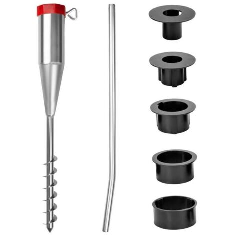 Schirmständer, Sockel, Bodenhülse zum Anschrauben, Adapter 25-55mm, Stahl verzinkt, Silber MUMU