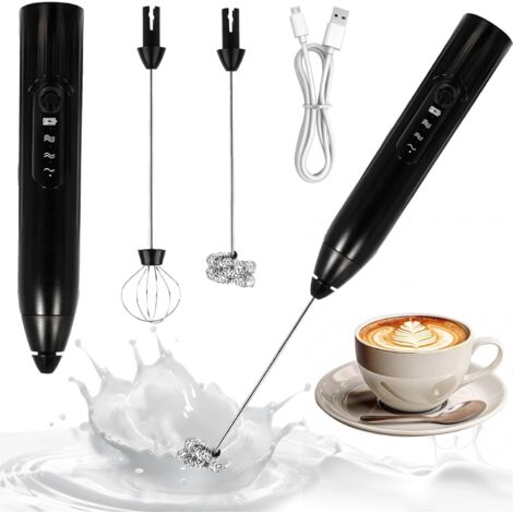 Schiumatore elettrico per latte, schiumatore per latte con doppia testa di frusta, schiumatore per latte a 3 velocità regolabili, ricaricabile tramite USB, per caffè, matcha, latte, cappuccino