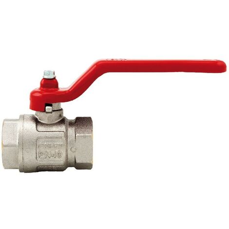 Schläfer 0933132  Valvola a Sfera 1/2 Femmina Femmina in Ottone con Maniglia a Leva Rossa per Acqua e Olio, Valvola Passaggio Totale Ideal con Filettatura Interna Universale DN15. Made in Italy