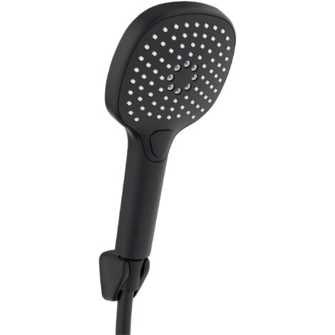 Schläfer 1303500 Doccetta per Doccia con Tubo Quadrata Nero Opaco, Set Doccia con Flessibile e Supporto, Soffione Doccia Multigetto Universale, Soffione Quadrato alta pressione, Doccia con Pulsante