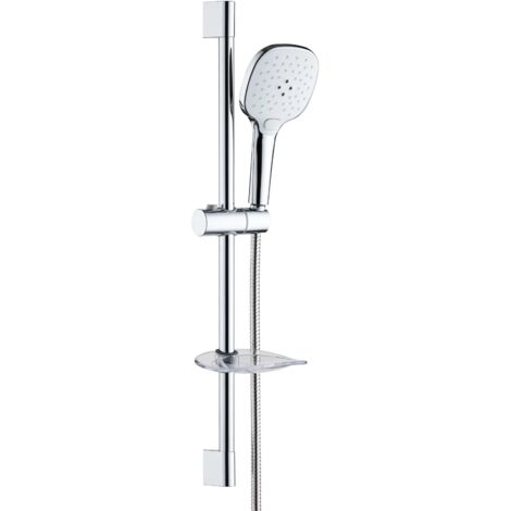Schläfer 1317100  Set Doccia Completo Cromato con Colonna Saliscendi, Doccetta a 3 Getti con Sistema Anticalcare, Flessibile Doccia Incluso