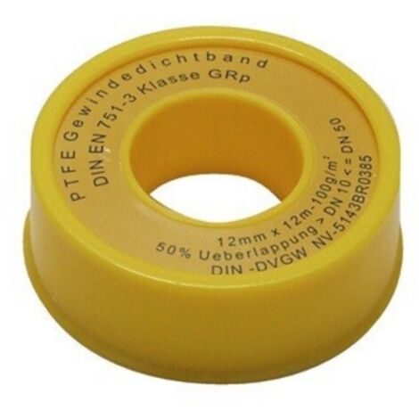 Schläfer 185110  Nastro Sigillante in Teflon PTFE Fermit, Rotolo di Striscia Sigillante DVGW ad Alta Densità per Riparare Tubi, Rubinetti e Valvole, Dimensioni 12mm x 12mt, Colore Bianco