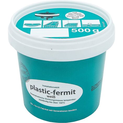 Schläfer 1855  Pasta Sigillante Idraulica Fermit, Stucco Elastico Colore Bianco, 500 gr. Modellabile, Plastic-Fermit, Morbido, per Tubi Ceramica Lavandini Doccia.