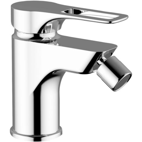 Schläfer 27505015 Miscelatore Monocomando per Bidet Bagno serie Flat con Scarico automatico 1 1/4, Rubinetto Monoforo Cartuccia diam35mm Cromo Argento, Made in Italy
