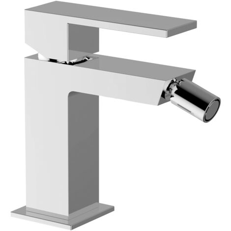 Schläfer 29505015  Miscelatore Monocomando per Bidet Bagno serie Style con Scarico automatico 1 1/4, Rubinetto Monoforo Quadrato Cartuccia diam25mm Cromo Argento, Made in Italy