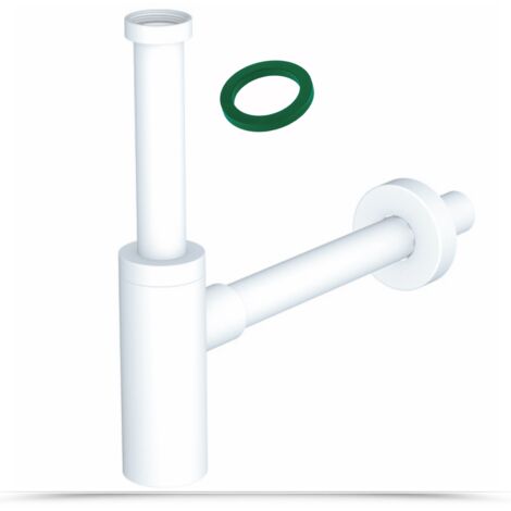 Schläfer 3439420 Sifone in Abs 1 1/4 Minimalista, Sifone Tondo per lavabo e Bidet, Scarico Lavandino Universale, Sifone in Plastica Antiodore, Bianco Opaco, Tubo Scarico Muro diam 32 mm.