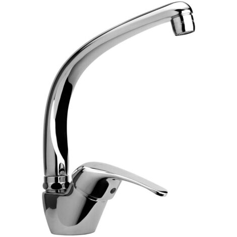 Schläfer 35114017, Rubinetto Miscelatore Monocomando Lavello Cucina Serie Creta Cromato, Leva laterale, Bocca alta orientabile, Design Moderno, Rubinetto da Cucina in Ottone, Risparmio Idrico