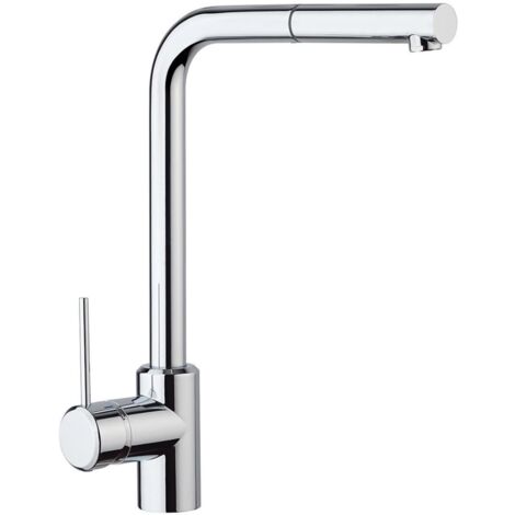 Schläfer 35506010  Miscelatore Lavello Cucina Cromo, Bocca Girevole 360° a squadra, Rubinetto Cucina Professionale con Doccetta Estraibile in Ottone, Miscelatore Lavello con Doccino Serie Stilo