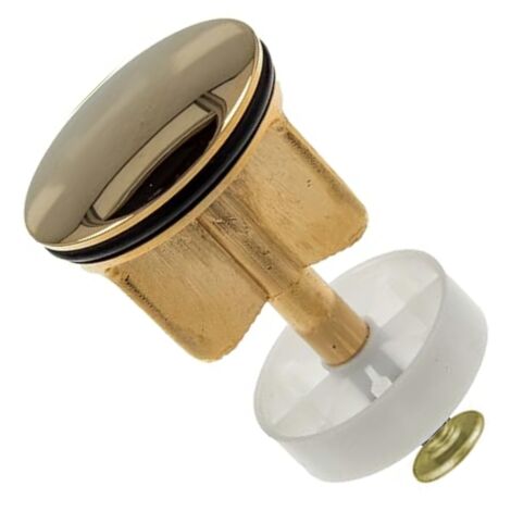 Schläfer 40510116 Tappo Saltarello Universale per Scarico piletta 1"1/4 del Lavandino Bagno, Bidet, Vasca e Cucina, Diametro Ø 4 cm, altezza - 6/8 cm, con filtro ferma capelli, Finitura Oro lucido