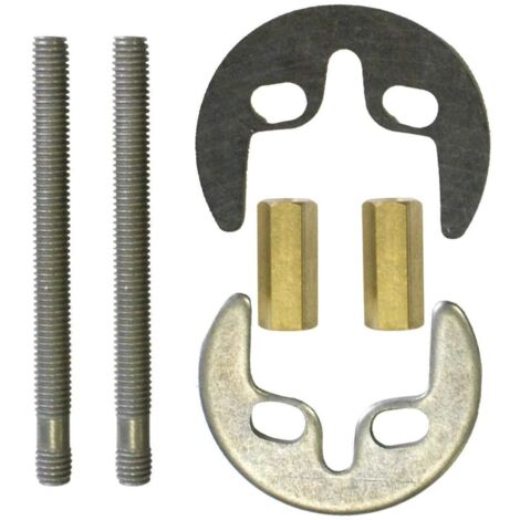 Schläfer 405412  Kit di Fissaggio Universale per Montaggio Rubinetto Monoforo e Miscelatore del Lavabo, Bidet e Lavello Cucina a 2 Fori,  con vite M6 da 80 mm Piastra in Acciaio e Dado in Ottone.