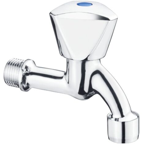 Schläfer 431010  Rubinetto Singolo Acqua Fredda 1/2" con Aeratore M22 Anticalcare per Lavanderia o Cucina Rubinetto Lavabo in Ottone Cromato, Rubinetto da Giardino, Rubinetto Esterno.