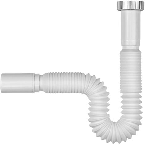 Schläfer 439307 Sifone Flessibile Universale per Scarico Lavabo G 1 1/4 (pollici), Scarico Ø 32mm, Tubo Flessibile di Scarico, Sifone a S Comprimibile, Tubo Allungabile da 340-750mm