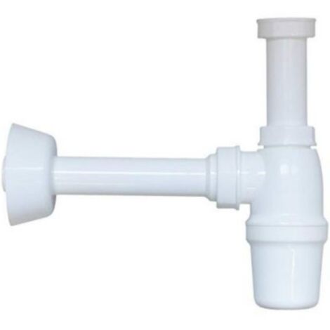 Schläfer 4396101 Sifone Universale per Lavabo Bagno e Cucina, Scarico Lavandino in Polipropilene, Raccordo G 1 1/4”, Tubo Attacco a Muro Ø 32mm, Sifone a Bottiglia, Colore Bianco