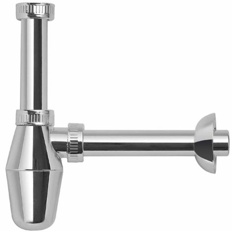 Schläfer 4396115 Sifone in Abs 1 1/4 Cromato, Sifone a Bottiglia per lavabo e Bidet, Scarico Lavandino Universale, Sifone in Plastica Antiodore Cromo, Tubo Scarico Muro diam 32 mm.