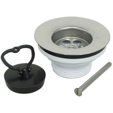 Schläfer 439715  Piletta di Scarico per Lavello Cucina, Attacco Sifone 1 1/2", Diametro 65mm, con Cestello Inox e Tappo, Materiali di Alta Qualità