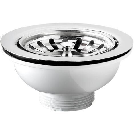 Schläfer 439726  Piletta di Scarico per Lavello Tipo Basket Senza Troppo Pieno, Foro Ø 90mm, Pilettone Ø 114mm, Piletta Standard da 1"1/2 in Acciaio Inox con Vite e Cestello