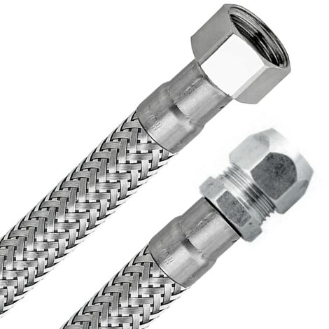 Schläfer 4605021  Tubo Flessibile Idraulico BICONO in Acciaio Inox 3/8 MF x 10 mm Diametro del Tubo mm x 150 cm, Tubo di Collegamento, Tubo Trecciato.