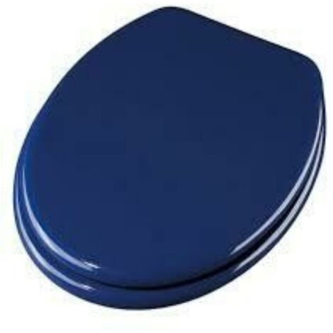 Schläfer 4638120  Tavoletta WC Copriwater Universale per Bagno, Sedile Water Bagno in Legno Blu, Cerniere Regolabili in Ottone Cromato, Copritazza per Wc Forma Ovale