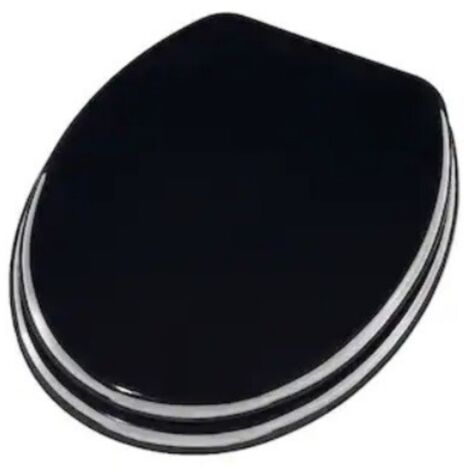Schläfer 4638201  Sedile Wc Nero, Copriwater Universale Colorato per Bagno, Coprivaso Weser, Tavoletta Copri Wc Bagno in Legno, Cerniere Regolabili in Ottone Cromato, Copritazza per Wc Forma Ovale.