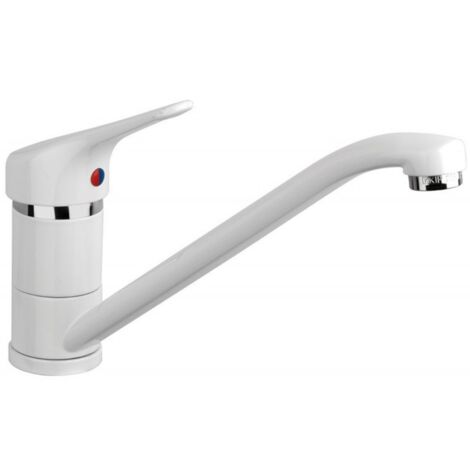 Schläfer 5104110  Rubinetto per Cucina Bianco Triest, Miscelatore Monocomando per Lavello con Beccuccio Girevole a 360°, Connettori G 3/8 Pollici, Rubinetti per lavelli da Cucina, Ottone/Bianco