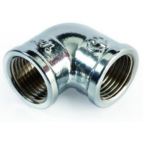 Schläfer 644410, Gomito Ottone 3/4 Pollice, Raccordo Curva Gomito 90° in Ottone 3/4x3/4 Filetto Femmina. Cromo Lucidato