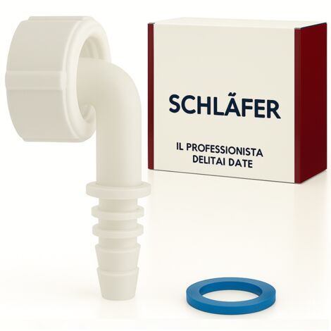 Schläfer 655813 Raccordo a Gomito 1"con curva 90 gradi per Scarico Condensa per Sifone a incasso, Compatibile con Scarico Asciugatrice, Condizionatori, Deumidificatori, Tubo Portagomma Ø 8-17 m