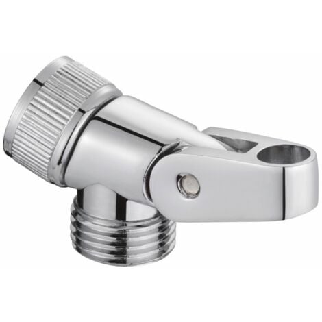 Schläfer 8122013  Supporto Doccia con Attacco, Porta Doccia con Filettatura Esterna  e Interna 1/2", Ghiera Girevole con Foro per Gancio da Ø 10 mm